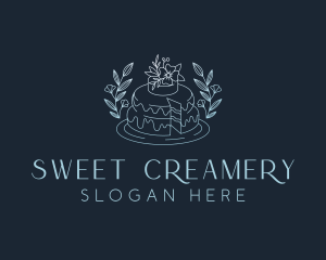 Floral Cake Dessert logo design