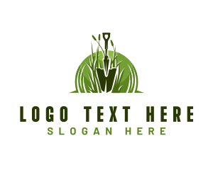 Leaf - Shovel Landscaping Gardening logo design