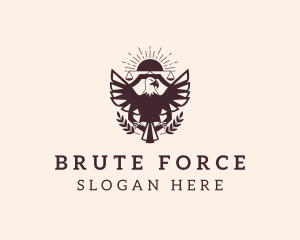 Eagle Justice Scale Wreath logo design