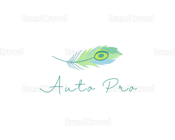 Watercolor Peacock Feather Logo