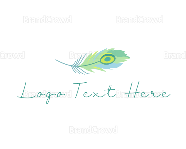 Watercolor Peacock Feather Logo