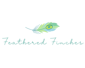 Watercolor Peacock Feather logo design