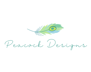 Peacock - Watercolor Peacock Feather logo design