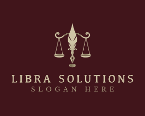 Libra - Feather Justice Scale logo design