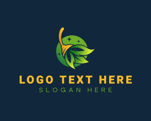 Broom - Leaf Broom Cleaning logo design