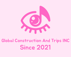 Eye Ball - Pink Eye Music Note logo design