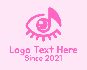 Eye Ball - Pink Eye Music Note logo design