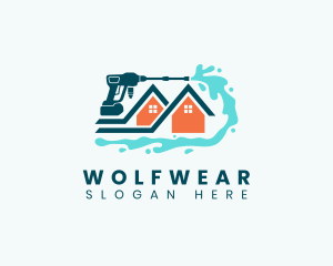 House - House Pressure Washer Cleaning logo design