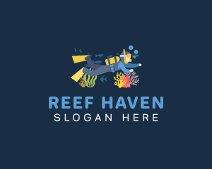 Snorkeling Scuba Diver logo design