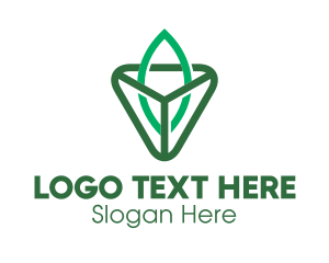 Green Triangle - Triangle Leaf Outline logo design