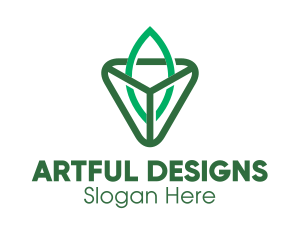 Triangle Leaf Outline logo design