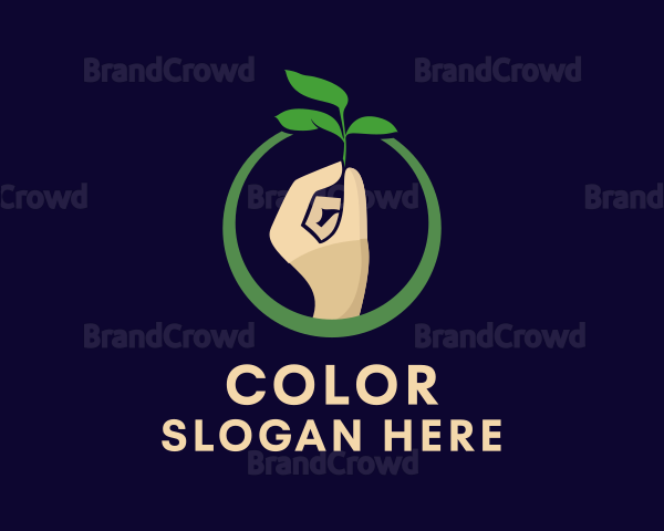 Leaf Sprout Hand Logo