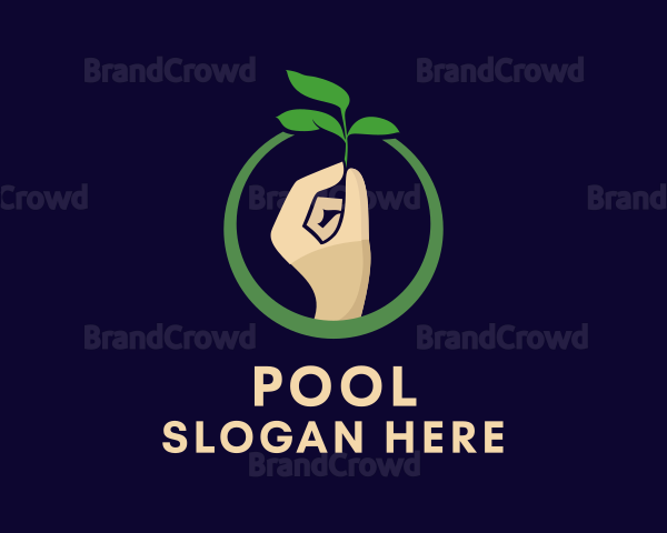 Leaf Sprout Hand Logo