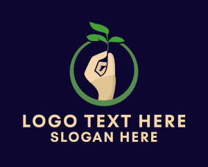 Tree Planting - Leaf Sprout Hand logo design