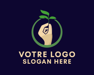 Leaf Sprout Hand  Logo