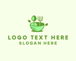 Vegan - Organic Food Bowl Utensils logo design