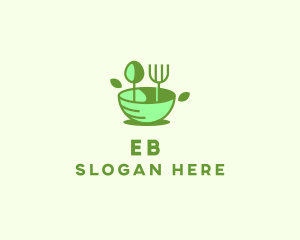 Organic Food Bowl Utensils logo design