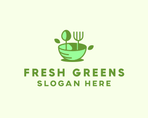 Salad - Organic Food Bowl Utensils logo design