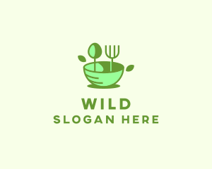 Organic Food Bowl Utensils logo design