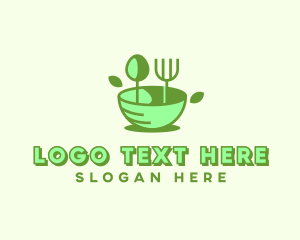 Organic Food Bowl Utensils logo design