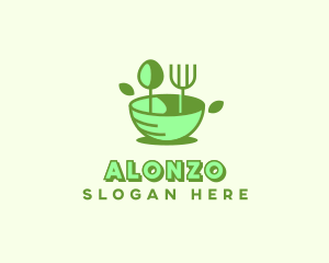 Organic Food Bowl Utensils logo design