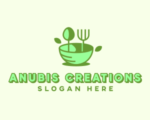 Organic Food Bowl Utensils logo design