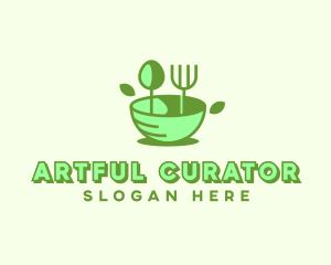 Organic Food Bowl Utensils logo design