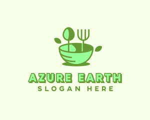 Organic Food Bowl Utensils logo design