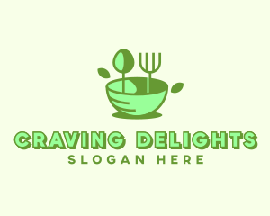 Organic Food Bowl Utensils logo design