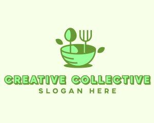 Organic Food Bowl Utensils logo design