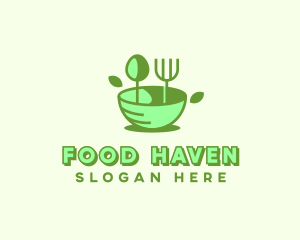 Organic Food Bowl Utensils logo design