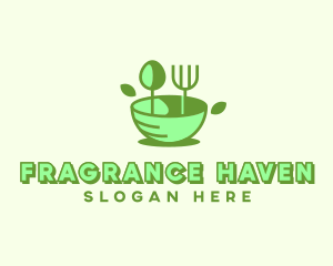 Organic Food Bowl Utensils logo design