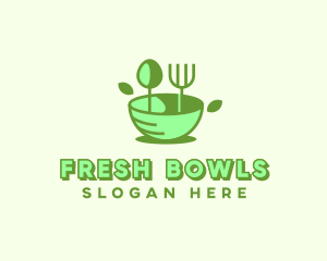 Organic Food Bowl Utensils logo design