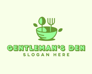 Organic Food Bowl Utensils logo design