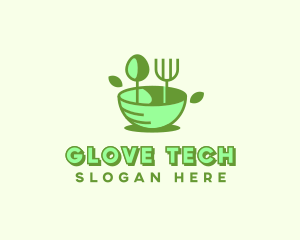 Organic Food Bowl Utensils logo design