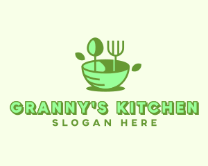 Organic Food Bowl Utensils logo design