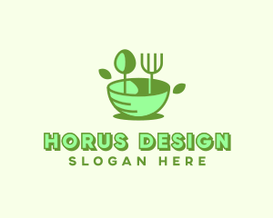 Organic Food Bowl Utensils logo design