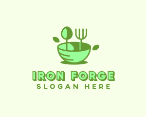 Organic Food Bowl Utensils logo design