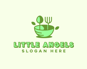 Organic Food Bowl Utensils logo design