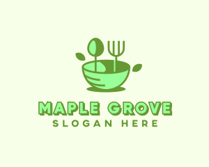 Organic Food Bowl Utensils logo design