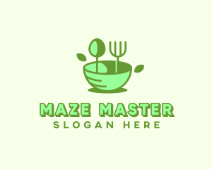 Organic Food Bowl Utensils logo design