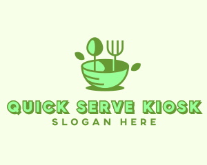 Organic Food Bowl Utensils logo design