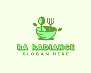 Organic Food Bowl Utensils logo design