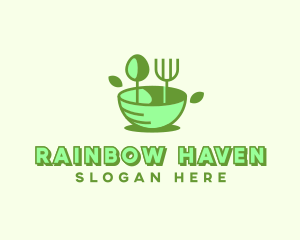 Organic Food Bowl Utensils logo design