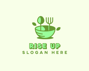 Organic Food Bowl Utensils logo design