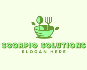 Organic Food Bowl Utensils logo design