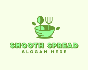 Organic Food Bowl Utensils logo design