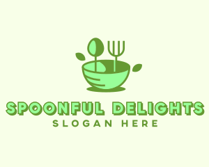 Organic Food Bowl Utensils logo design