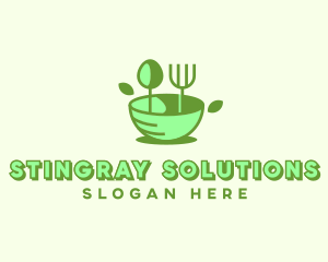 Organic Food Bowl Utensils logo design