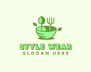 Organic Food Bowl Utensils logo design